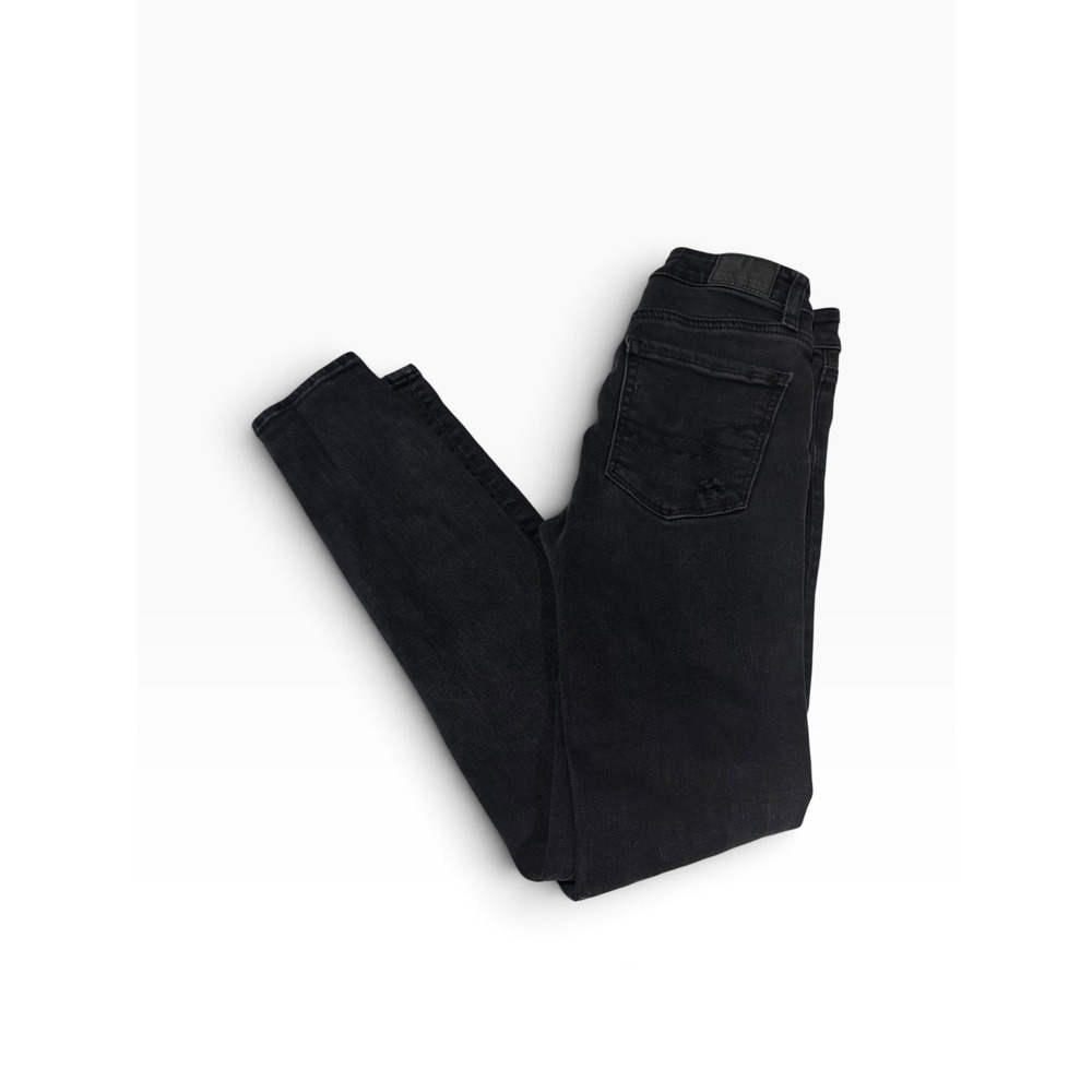 American Eagle Next Level Stretch Skinny Distressed Jeans Black 00 Short
